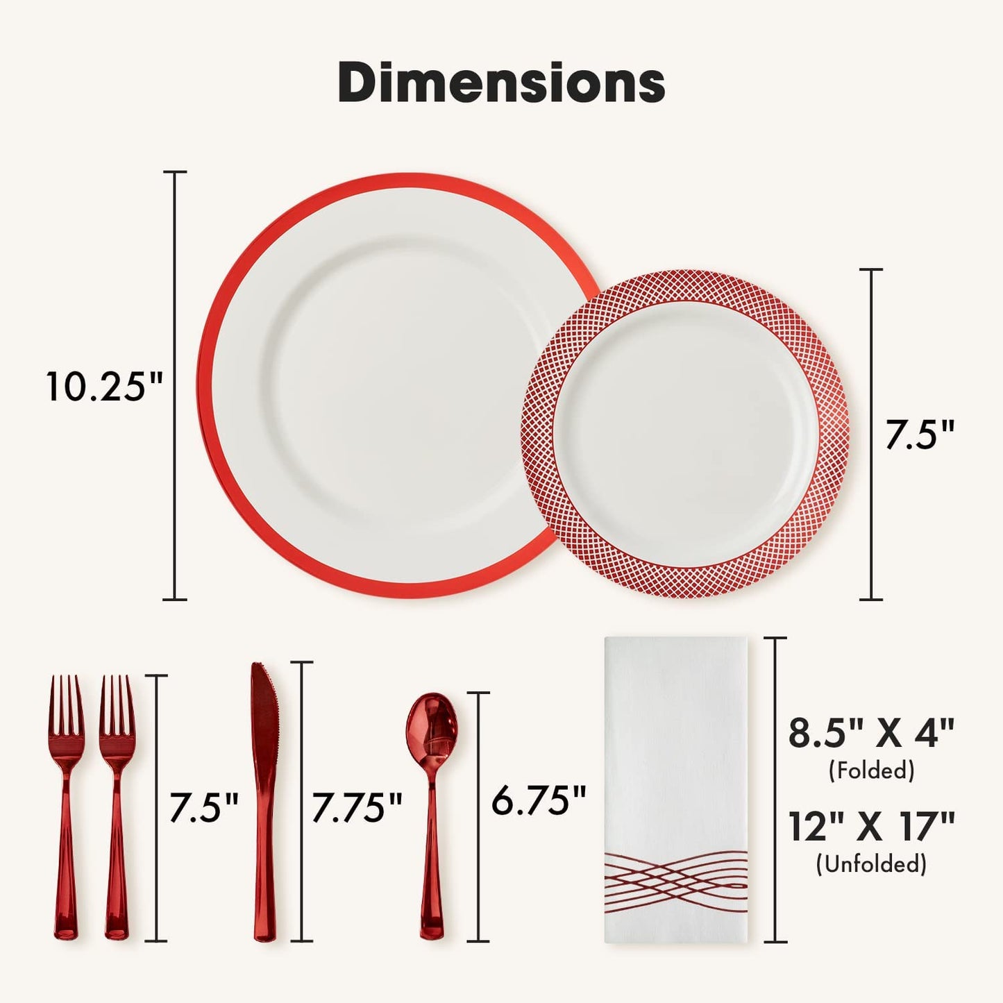 White and Red Disposable Dinnerware Set