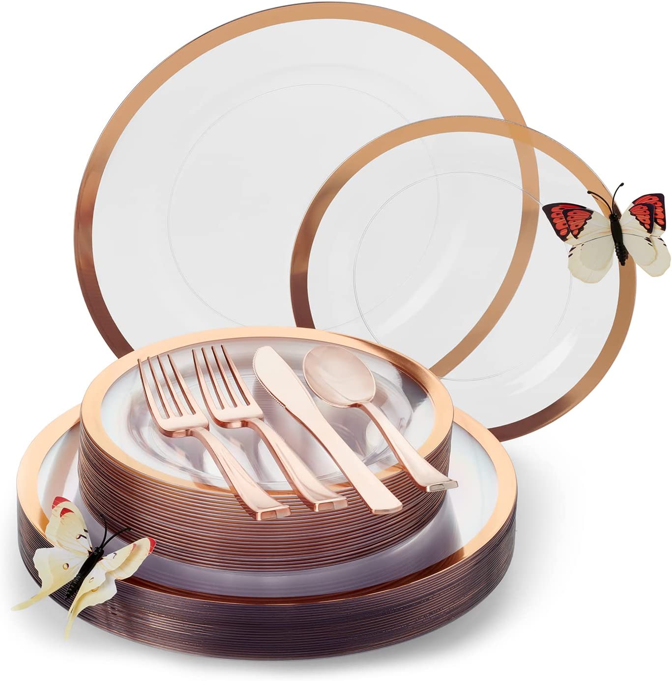 Transparant Clear Black Disposable Dinnerware Set