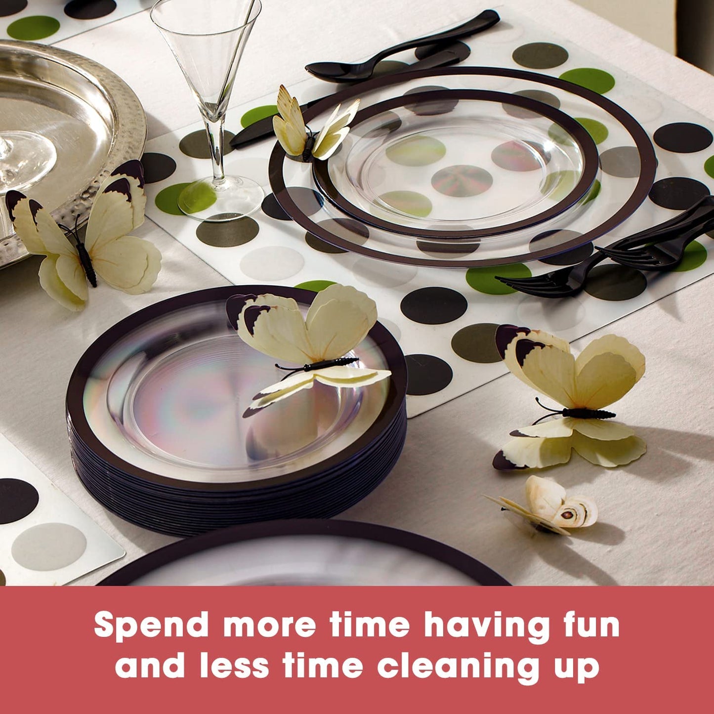Transparant Clear Black Disposable Dinnerware Set
