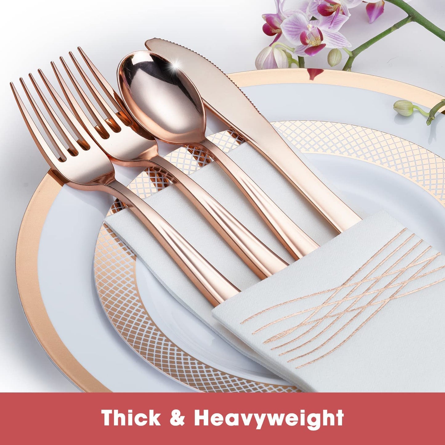 Rose Gold Fancy Paper Napkins, Perfect Disposable Guest Hand Towels for Bathrooms (8.5" x 4" Rose Gold Wavy 50 Pack)