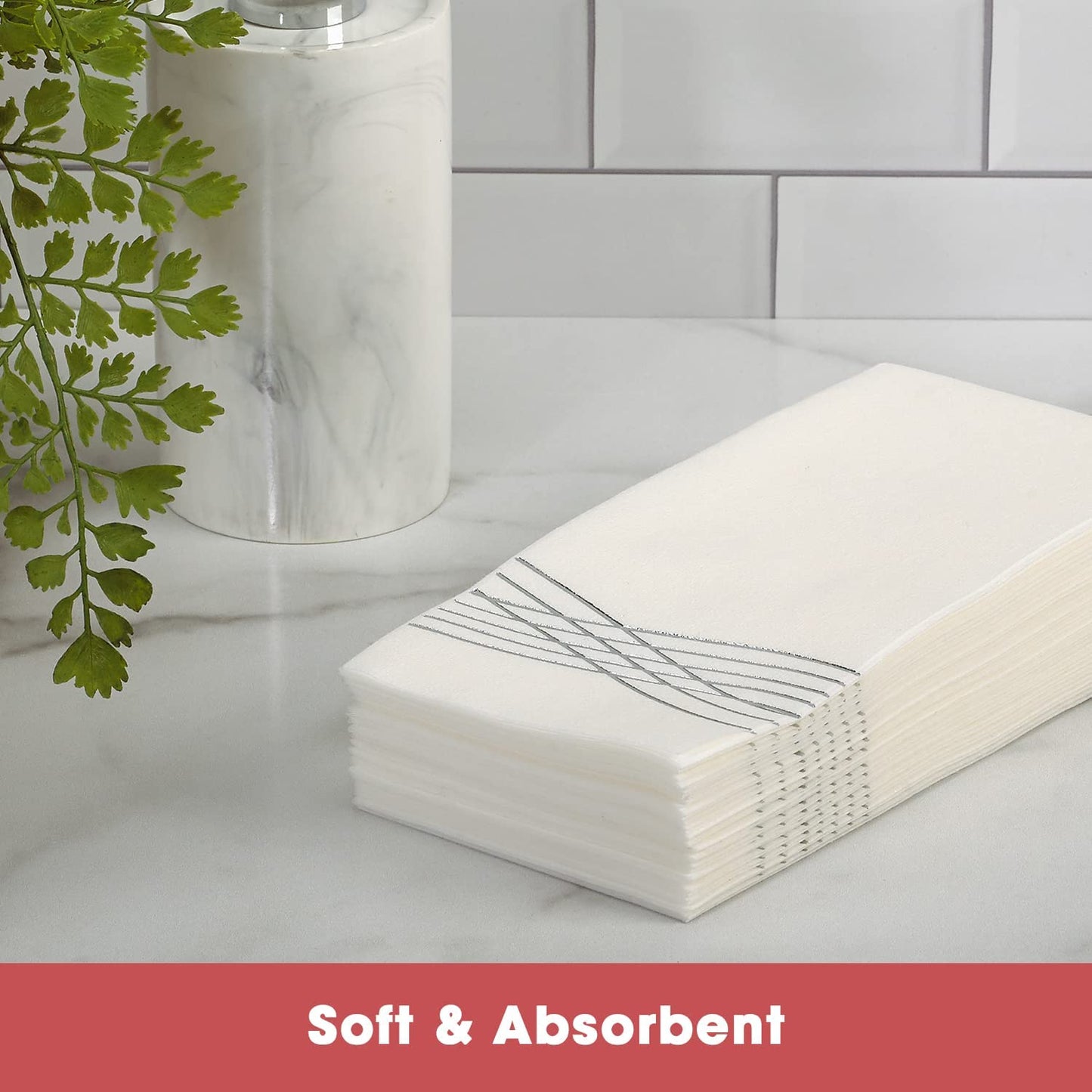 Silver Party Napkins or Disposable Hand Towels (50 Pack)