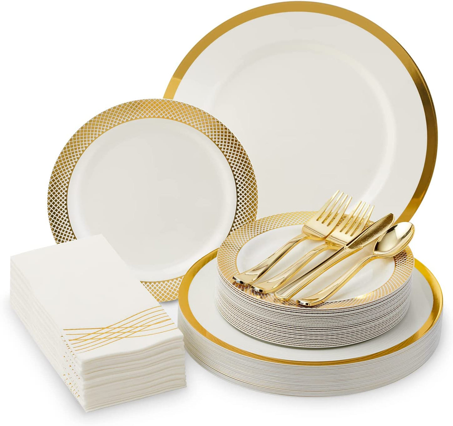 White and Red Disposable Dinnerware Set