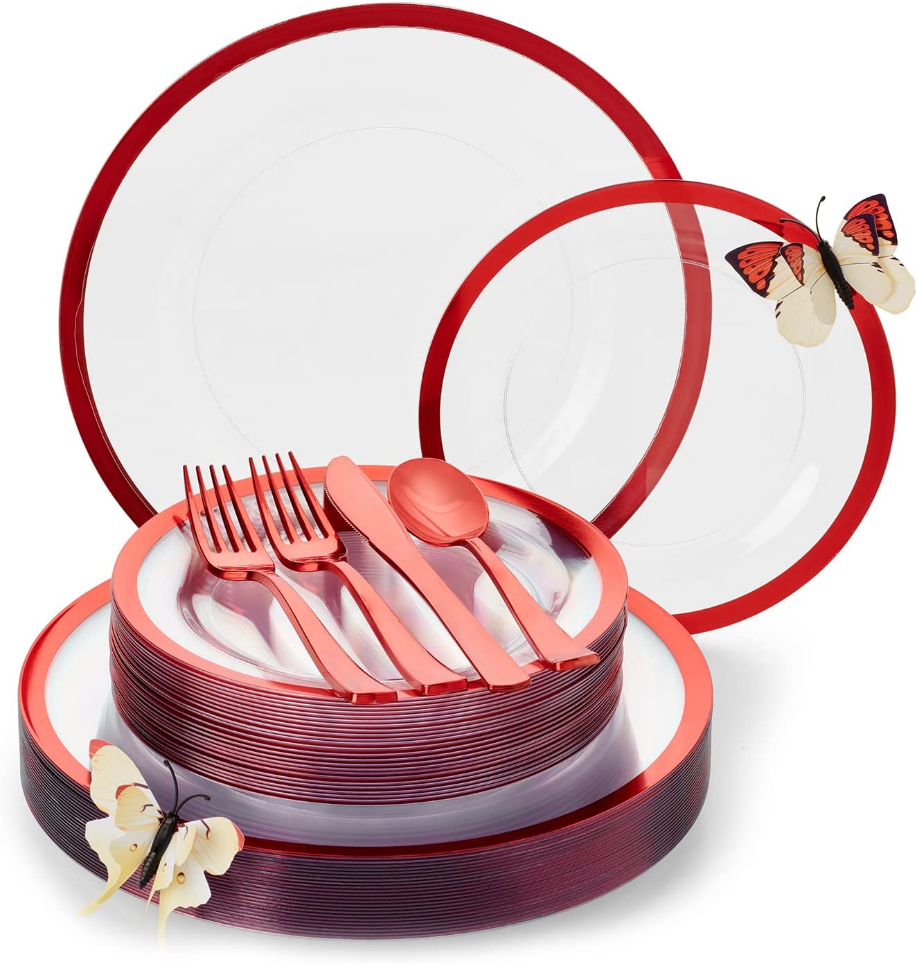 Transparant Clear Black Disposable Dinnerware Set