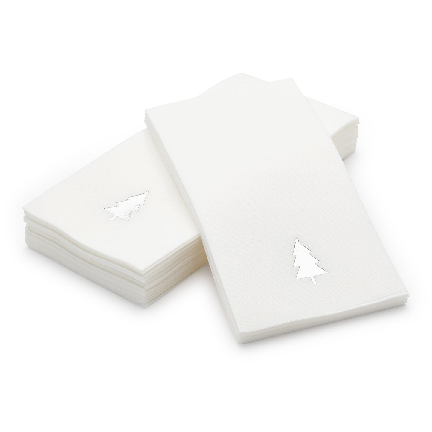 Silver Christmas Tree Design, Linen-Feel Disposable Guest & Party Napkins (50 Count)
