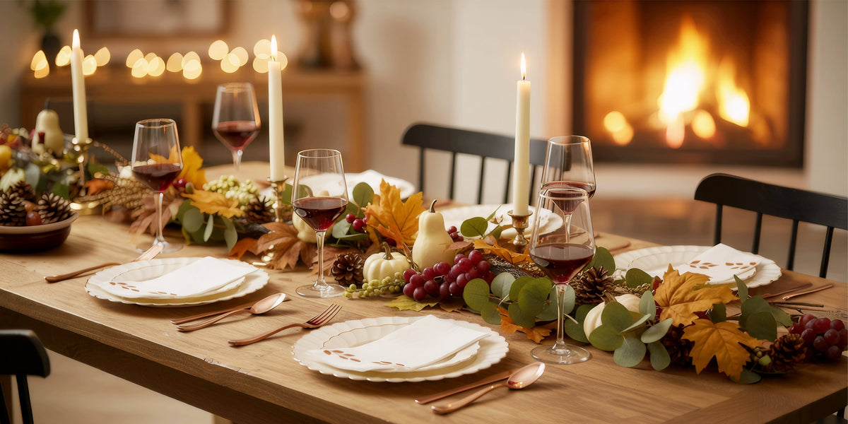 Elegant disposable dinnerware styled with gold accents for a sophisticated celebration
