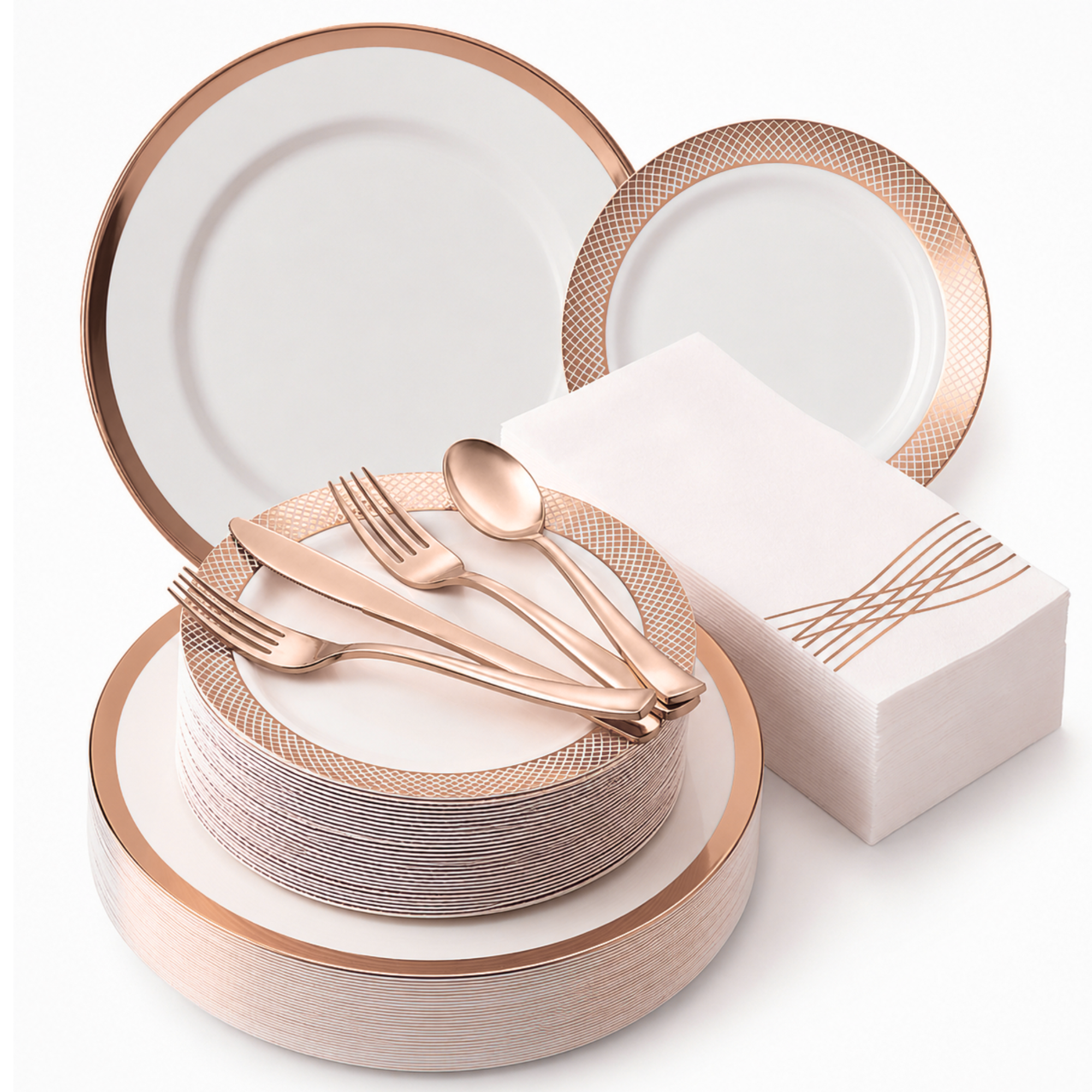 Rose Gold 175-Piece Dinnerware Set (25 Guests)