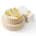 Ivory Gold Scalloped 175-Piece Set (25 Guests)