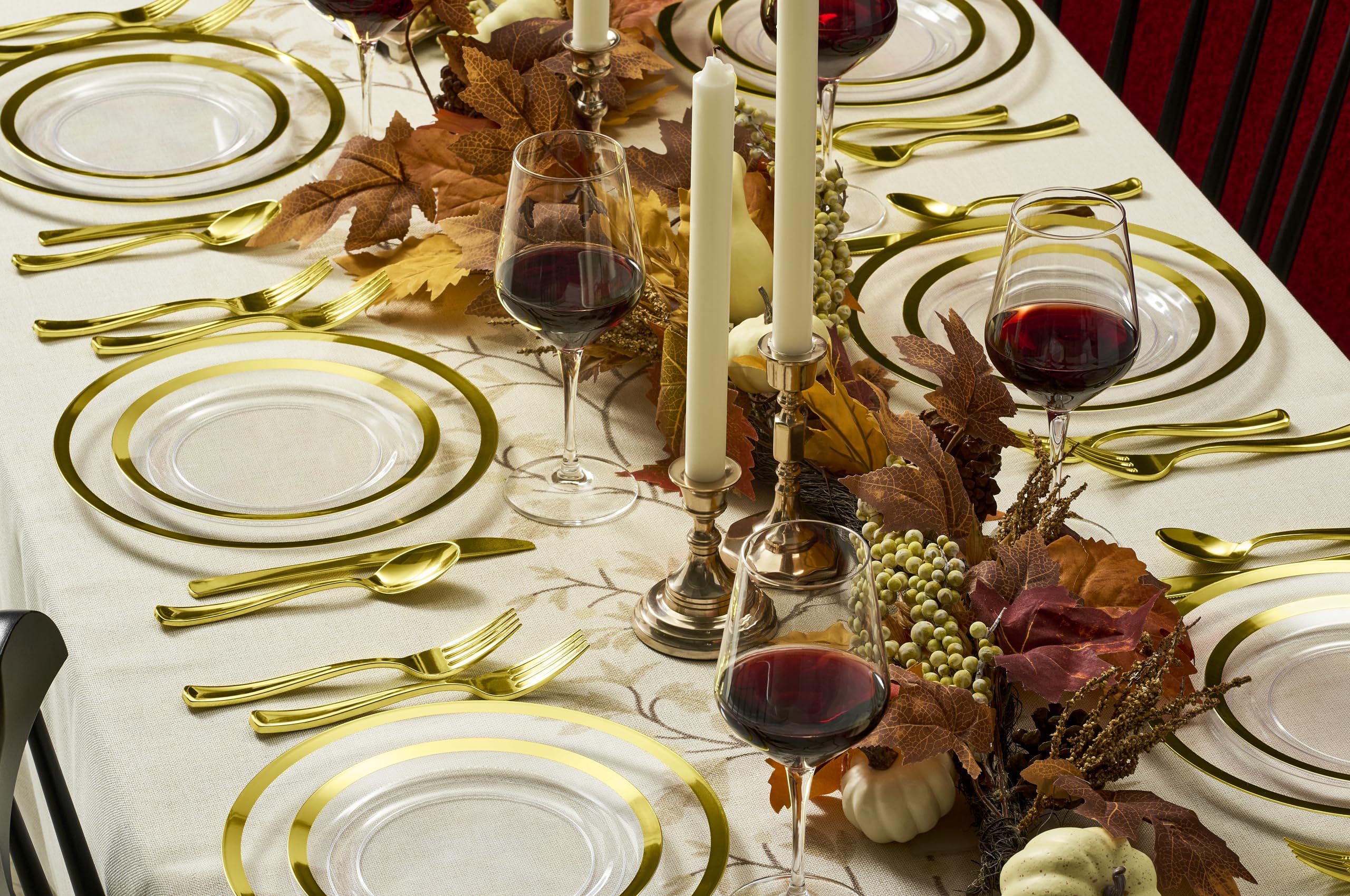 By Madee HEAVYWEIGHT 150 Pcs Clear Plates Disposable Plastic Plates for Party | Disposable Plastic Plates and Silverware Set 25 Guests | High End Disposable Plates | Gift of 3D Butterflies