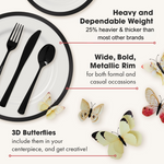 Clear & Black 150-Piece Party Set (25 Guests)