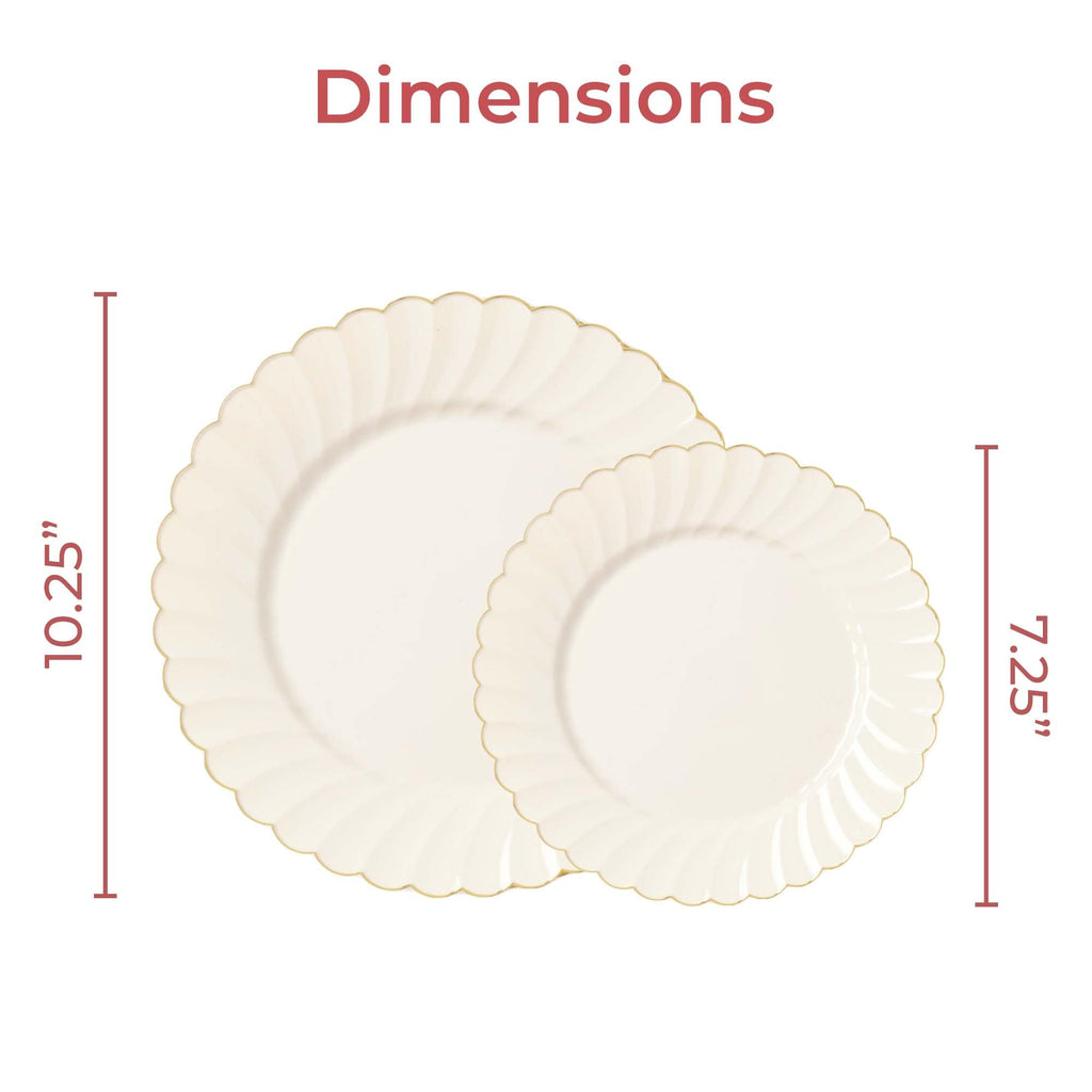 By Madee 60 Scalloped Disposable Dinner Plates with Rose Gold Trim – Heavyweight Elegant Plastic Party Plates for Weddings & Events