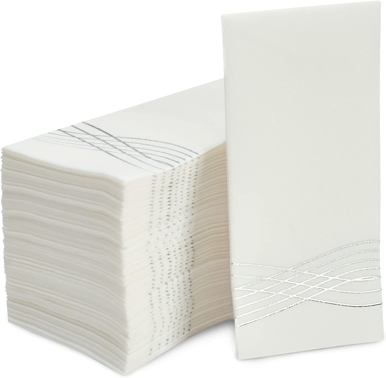 Silver Party Napkins or Disposable Hand Towels (50 Pack)