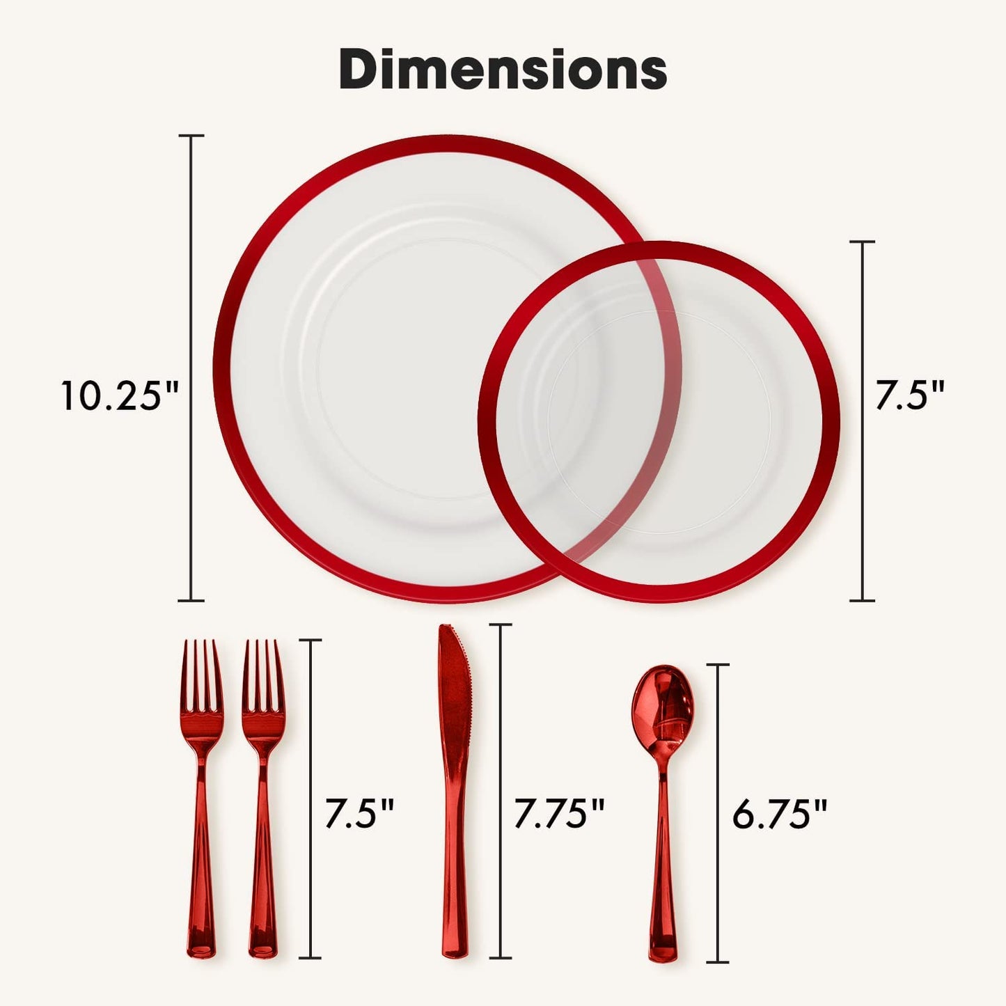 Clear Plastic Plates Disposable Dinnerware Set For 25 Serving