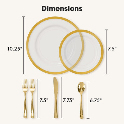 Elegant, White and Gold Rimmed Disposable Party Set