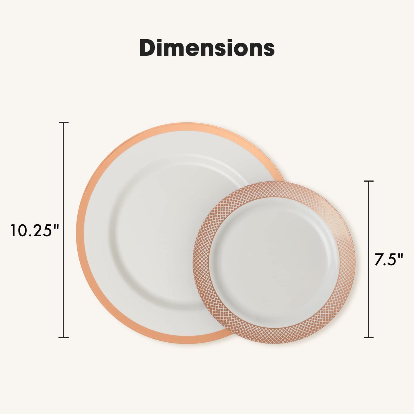 60 PCS Rose Gold Plastic Plates - 30 Dinner Plates & 30 Salad or Dessert Plates with Grid Design