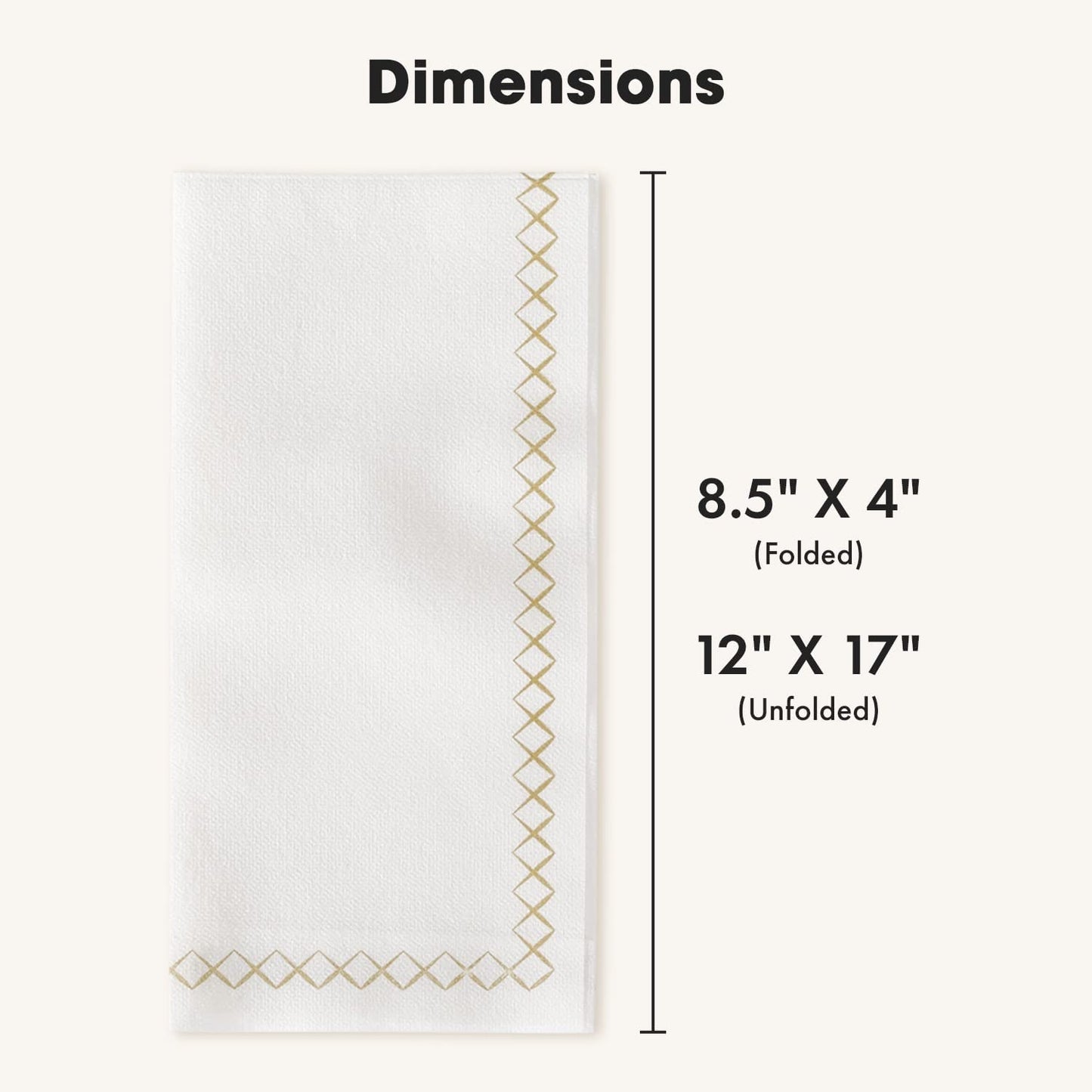Gold 'X' Design, Linen-Feel Disposable Guest & Party Napkins (100 Count)