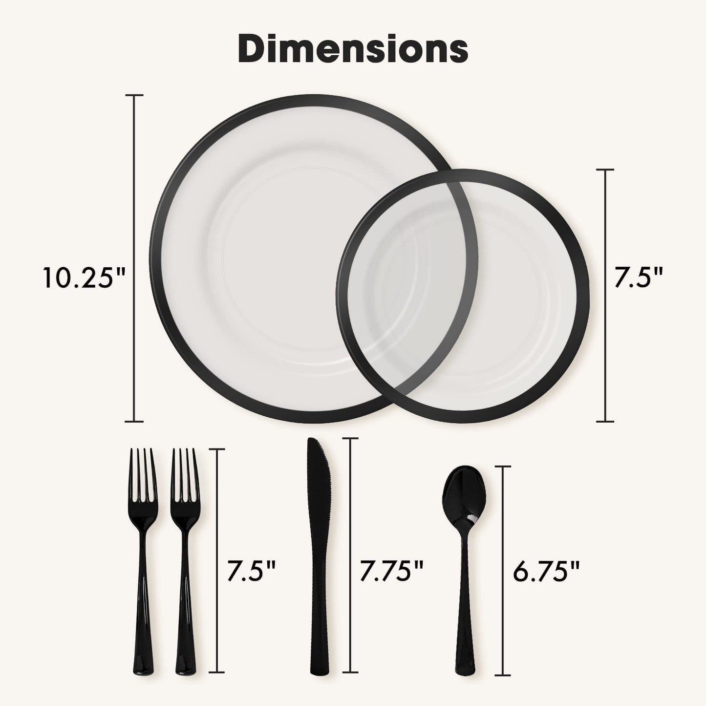 Transparant Clear Black Disposable Dinnerware Set