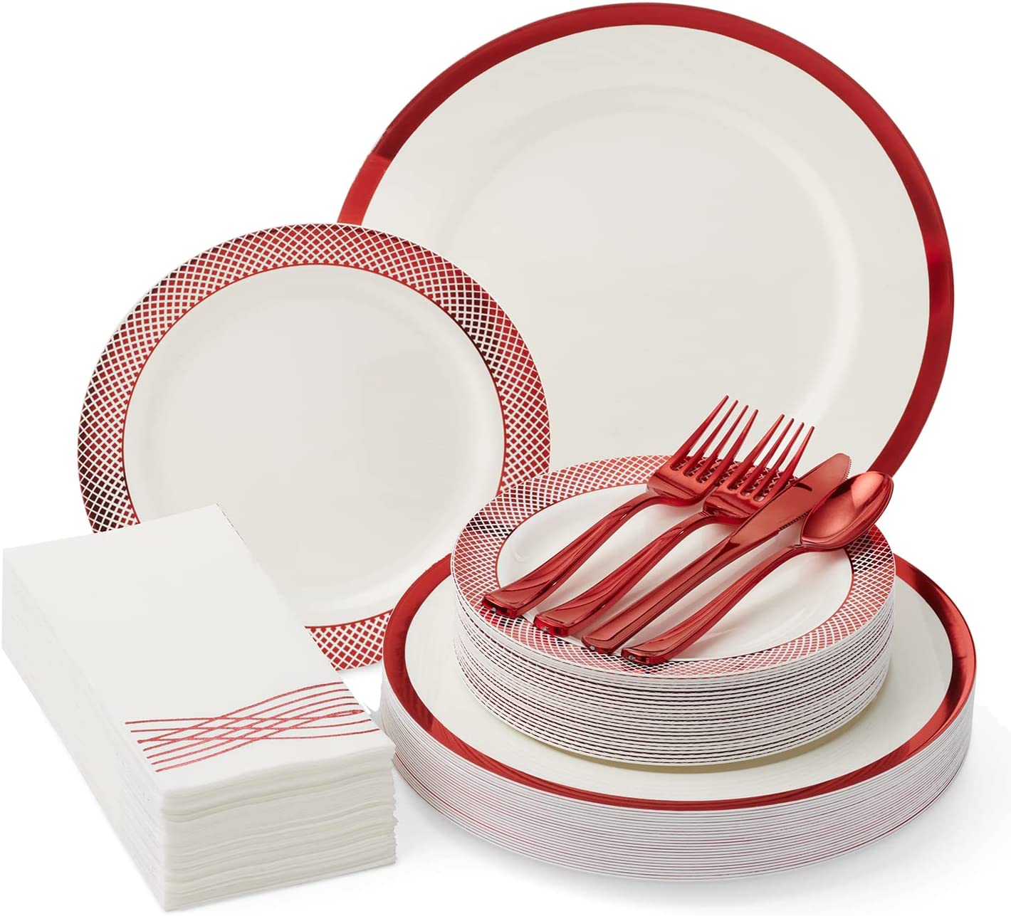 BY MADEE: Rose Gold Plastic Plates Disposable Dinnerware Set for 25 Guests