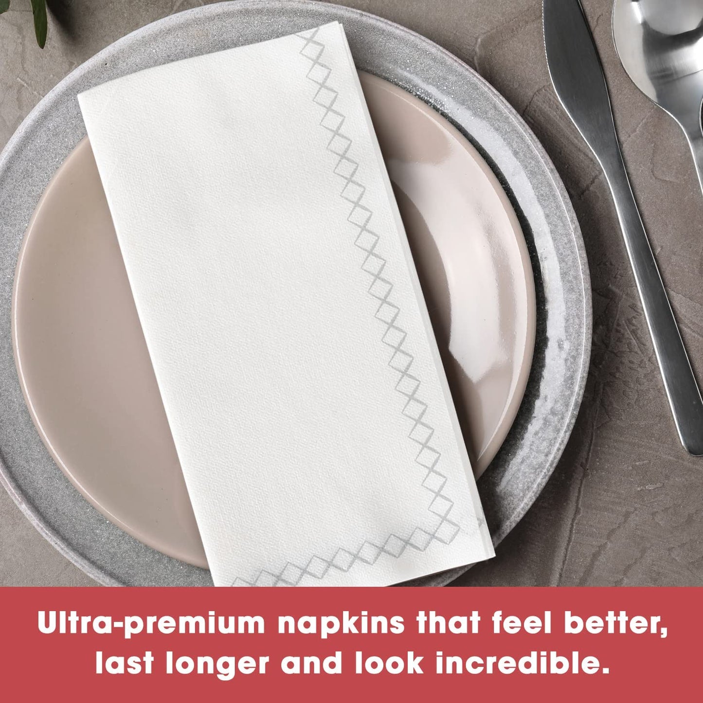 Gold Fancy Paper Napkins - Perfect Disposable Guest Hand Towels for Bathrooms (8.5" x 4", Silver 100 Pack)