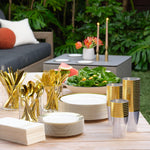 Clear & Gold 150-Piece Party Set (25 Guests)