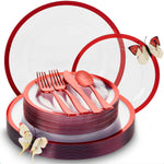 Clear and red 150-piece party set