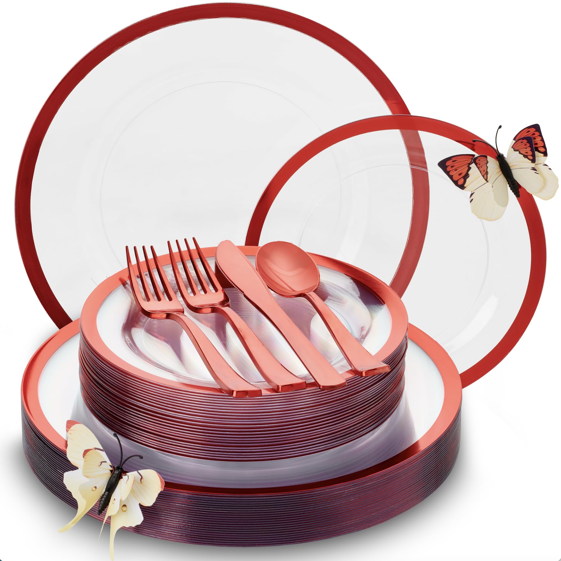 Clear and red 150-piece party set