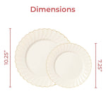 Ivory Gold Scalloped Plates – 100 Pc (50 Guests)