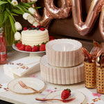 Ivory Rose Gold Scalloped 175-Piece Set (25 Guests)