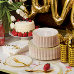 Ivory Gold Scalloped Plates – 60 Pc (30 Guests)