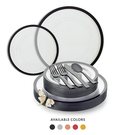 Transparant Clear Black Disposable Dinnerware Set