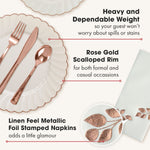 Ivory Rose Gold Scalloped 175-Piece Set (25 Guests)