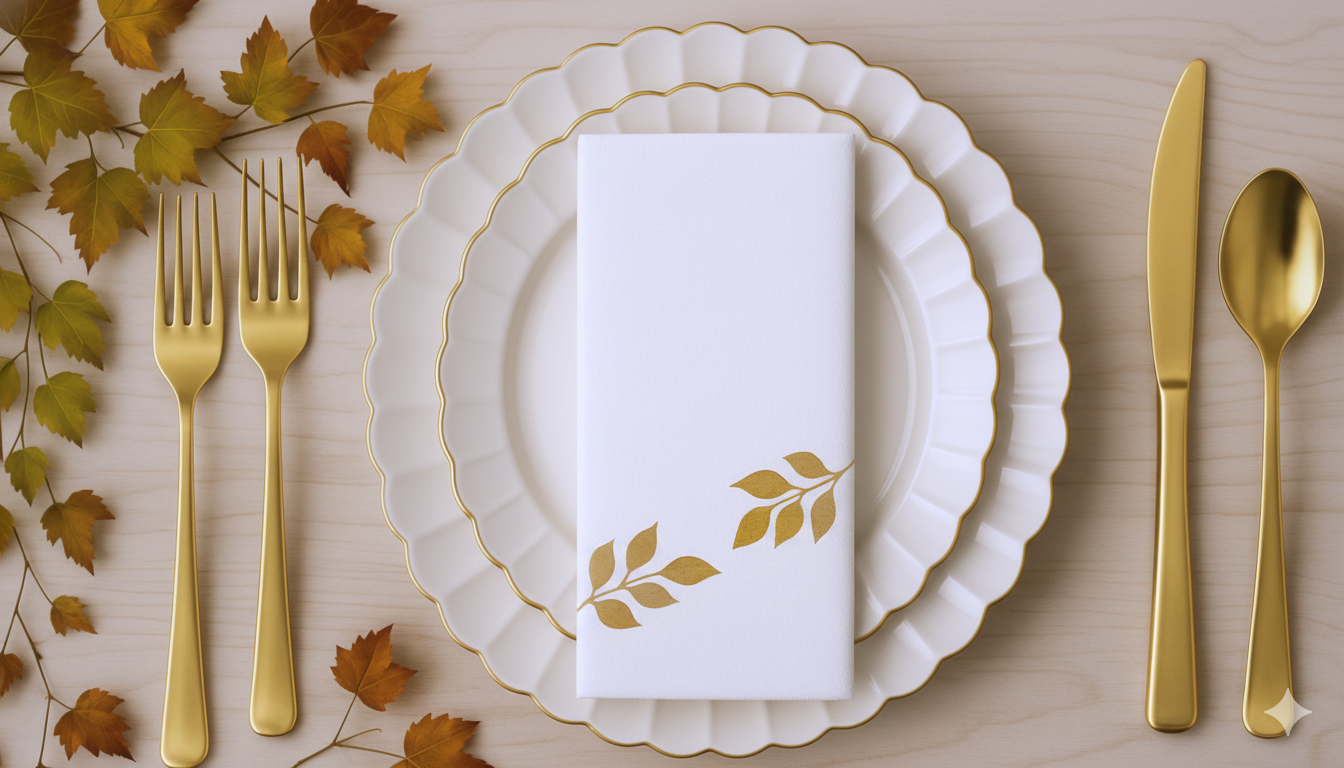 Ivory Gold Scalloped 175-Piece Set (25 Guests)