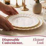 Ivory Gold Scalloped Plates – 60 Pc (30 Guests)