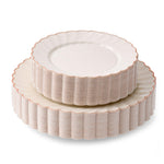 Ivory Rose Gold Scalloped Plates – 60 Pc (30 Guests)