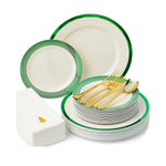 Ivory & Green Christmas 175-Piece Dinnerware Set (25 Guests)