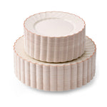 Ivory Rose Gold Scalloped Plates – 100 Pc (50 Guests)