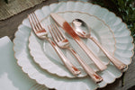Ivory Rose Gold Scalloped 175-Piece Set (25 Guests)