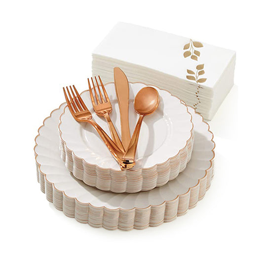 Rose Gold Scalloped Disposable Party Set