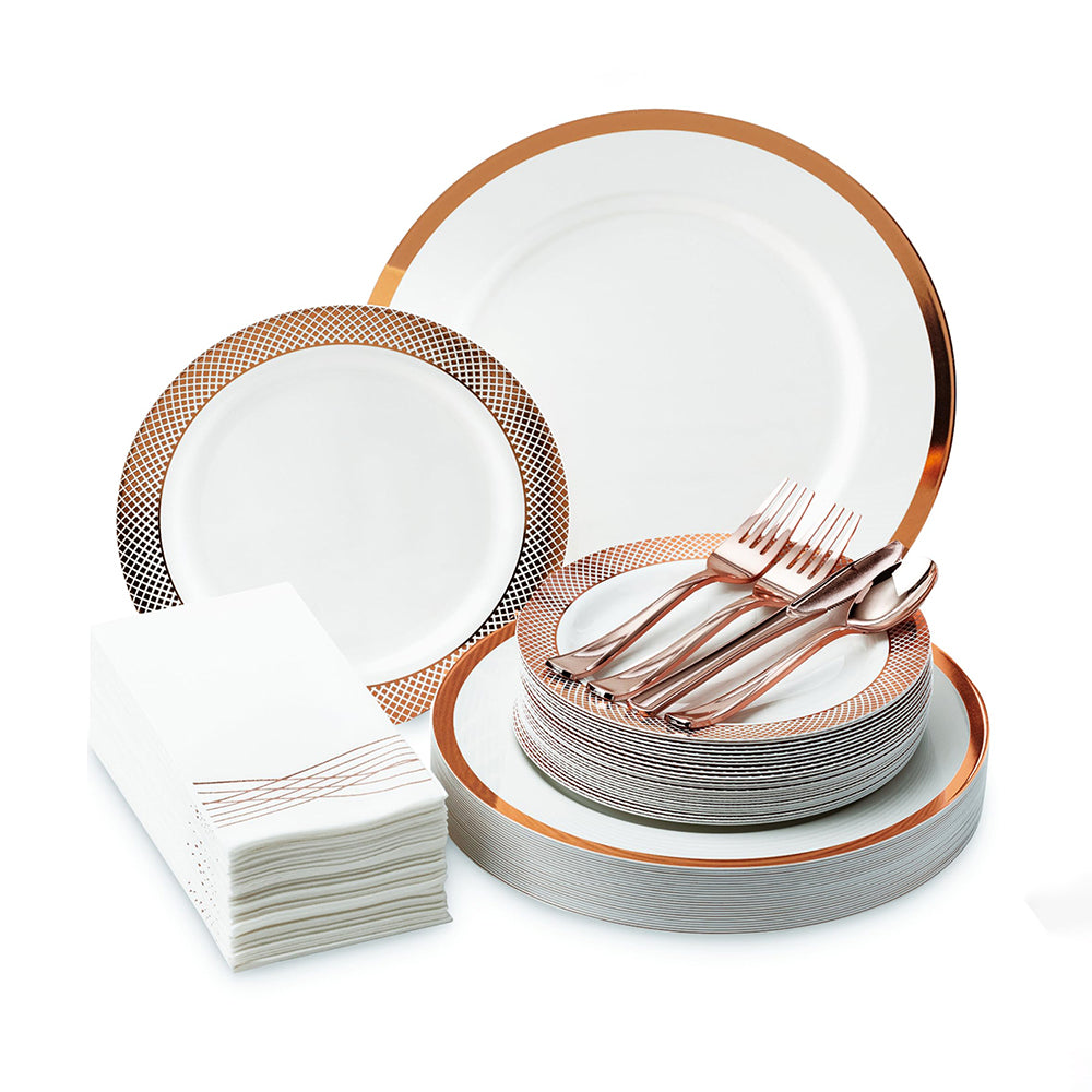 Rose Gold 175-Piece Dinnerware Set (25 Guests)