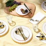 Ivory Gold Scalloped Plates – 100 Pc (50 Guests)