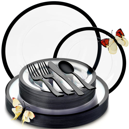 Clear and black 150-piece party set
