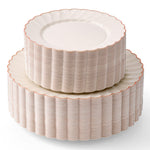 Ivory rose gold scalloped plates 100 piece