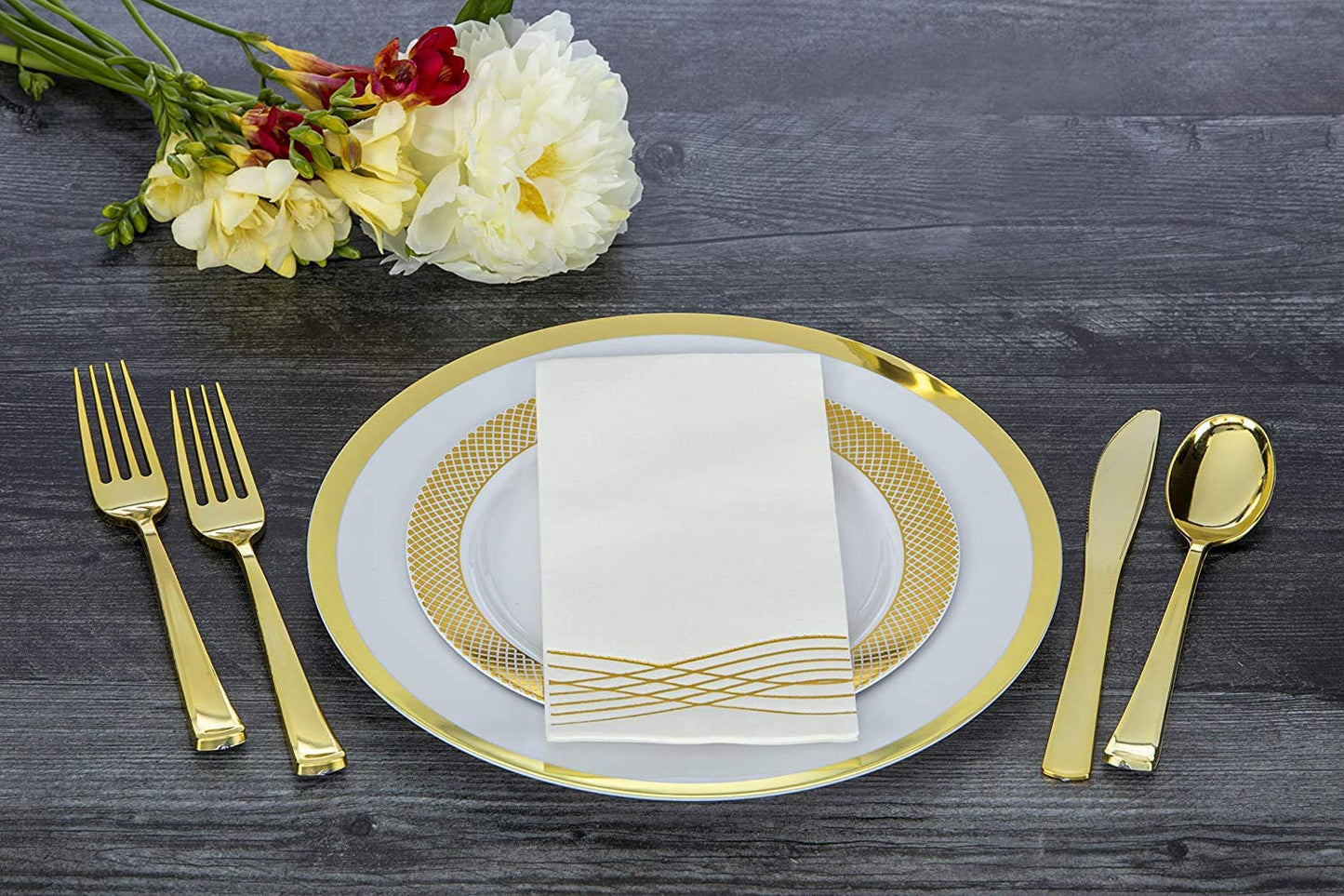 Elegant Disposable Plastic Dinnerware Set