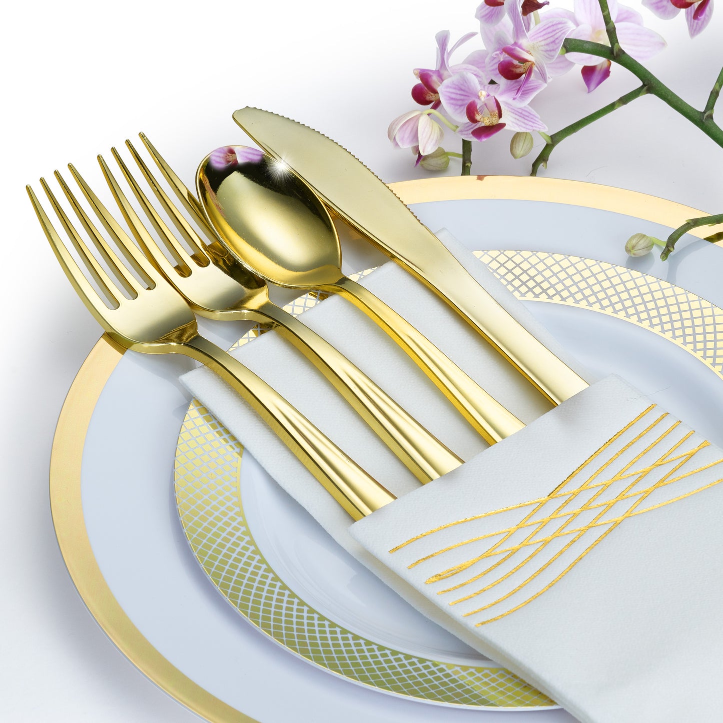 Elegant Disposable Plastic Dinnerware Set