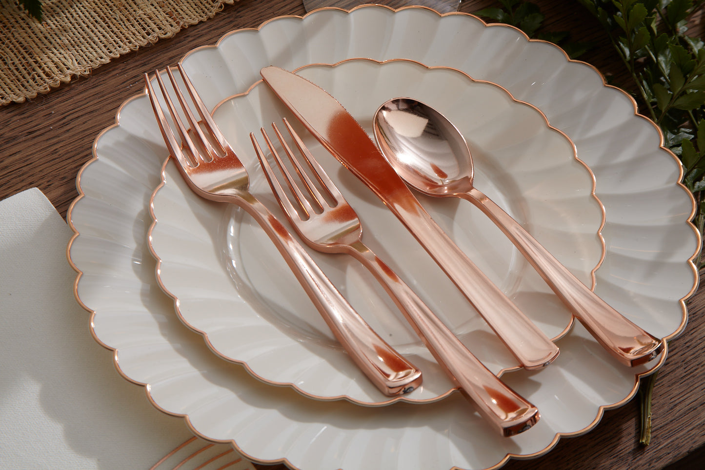 Rose Gold Scalloped Disposable Party Set
