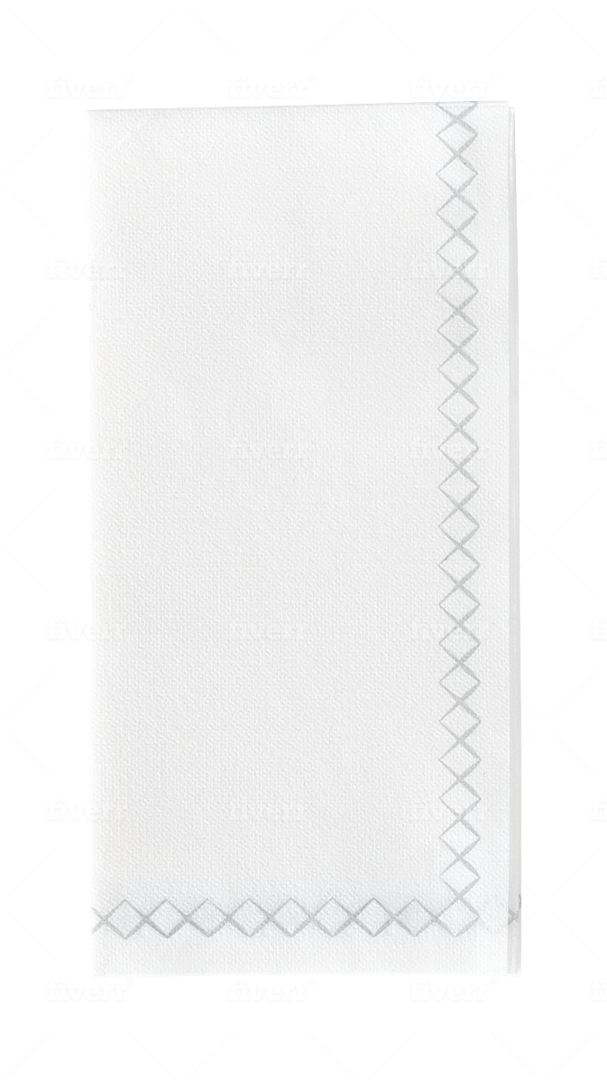Silver 'X' Design, Linen-Feel Disposable Guest & Party Napkins (100 Count)